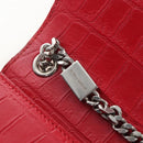 Saint Laurent Kate Chain Bag Calf leather Embossed Red Auth 213998M-18