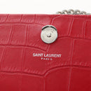 Saint Laurent Kate Chain Bag Calf leather Embossed Red Auth 213998M-19