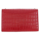 Saint Laurent Kate Chain Bag Calf leather Embossed Red Auth 213998M-3