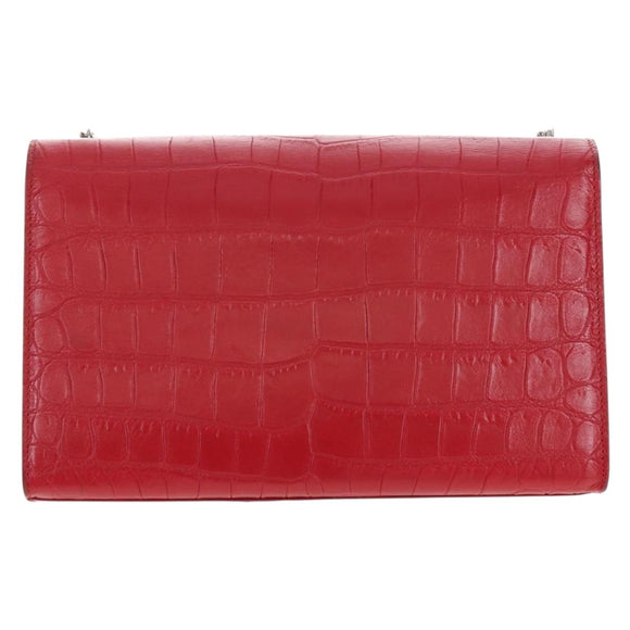 Saint Laurent Kate Chain Bag Calf leather Embossed Red Auth 213998M