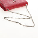 Saint Laurent Kate Chain Bag Calf leather Embossed Red Auth 213998M-7