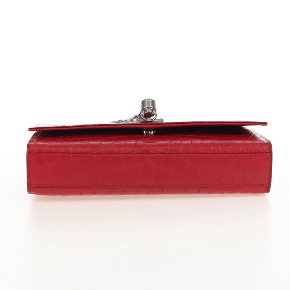 Saint Laurent Kate Chain Bag Calf leather Embossed Red Auth 213998M