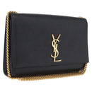 Saint Laurent Chain Kate Shoulder Bag Leather Black Gold Auth 213999M-1
