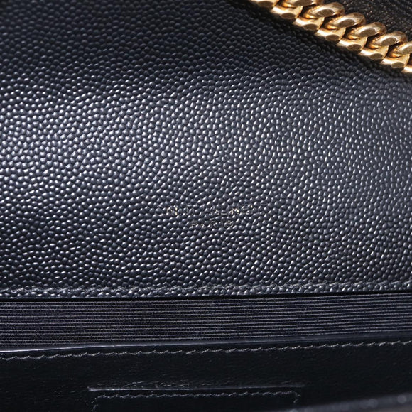 Saint Laurent Chain Kate Shoulder Bag Leather Black Gold Auth 213999M