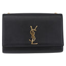 Saint Laurent Chain Kate Shoulder Bag Leather Black Gold Auth 213999M-2