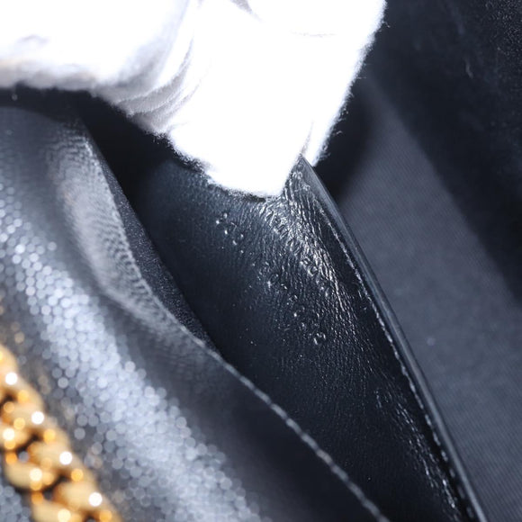 Saint Laurent Chain Kate Shoulder Bag Leather Black Gold Auth 213999M