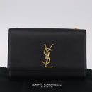 Saint Laurent Chain Kate Shoulder Bag Leather Black Gold Auth 213999M-26
