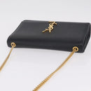 Saint Laurent Chain Kate Shoulder Bag Leather Black Gold Auth 213999M-6