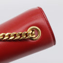 Saint Laurent Kate Chain Shoulder Bag Leather Red Gold Auth 214000M-15