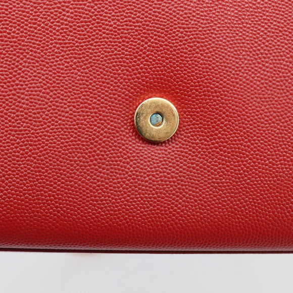 Saint Laurent Kate Chain Shoulder Bag Leather Red Gold Auth 214000M