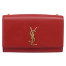 Saint Laurent Kate Chain Shoulder Bag Leather Red Gold Auth 214000M-2