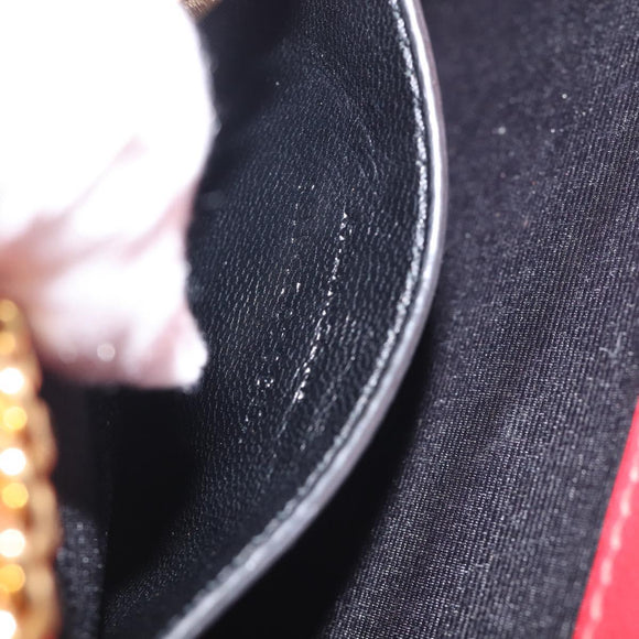 Saint Laurent Kate Chain Shoulder Bag Leather Red Gold Auth 214000M