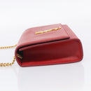 Saint Laurent Kate Chain Shoulder Bag Leather Red Gold Auth 214000M-4