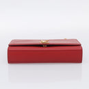 Saint Laurent Kate Chain Shoulder Bag Leather Red Gold Auth 214000M-9