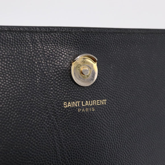 Saint Laurent Chain Kate Shoulder Bag Leather Black Gold Auth 214001M
