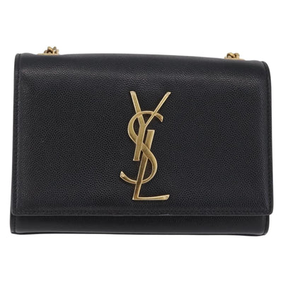 Saint Laurent Chain Kate Shoulder Bag Leather Black Gold Auth 214001M - 0