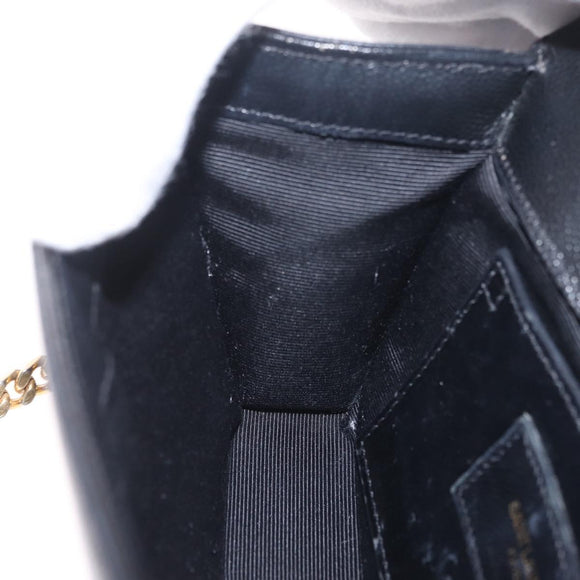 Saint Laurent Chain Kate Shoulder Bag Leather Black Gold Auth 214001M