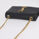 Saint Laurent Chain Kate Shoulder Bag Leather Black Gold Auth 214001M-6