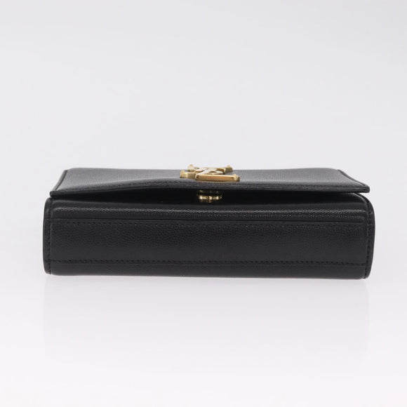 Saint Laurent Chain Kate Shoulder Bag Leather Black Gold Auth 214001M