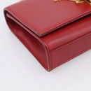 Saint Laurent Kate Chain Shoulder Bag Leather Red Gold Auth 214002M-11