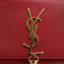 Saint Laurent Kate Chain Shoulder Bag Leather Red Gold Auth 214002M-15