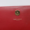 Saint Laurent Kate Chain Shoulder Bag Leather Red Gold Auth 214002M-17