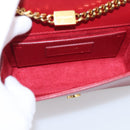 Saint Laurent Kate Chain Shoulder Bag Leather Red Gold Auth 214002M-21