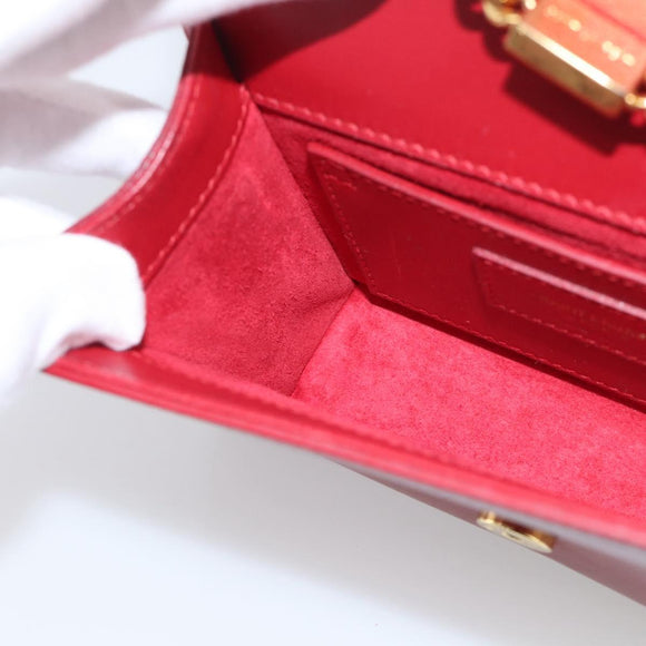 Saint Laurent Kate Chain Shoulder Bag Leather Red Gold Auth 214002M
