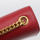 Saint Laurent Kate Chain Shoulder Bag Leather Red Gold Auth 214002M-26