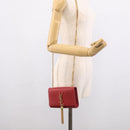 Saint Laurent Kate Chain Shoulder Bag Leather Red Gold Auth 214002M-27