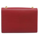Saint Laurent Kate Chain Shoulder Bag Leather Red Gold Auth 214002M-3