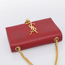Saint Laurent Kate Chain Shoulder Bag Leather Red Gold Auth 214002M-6