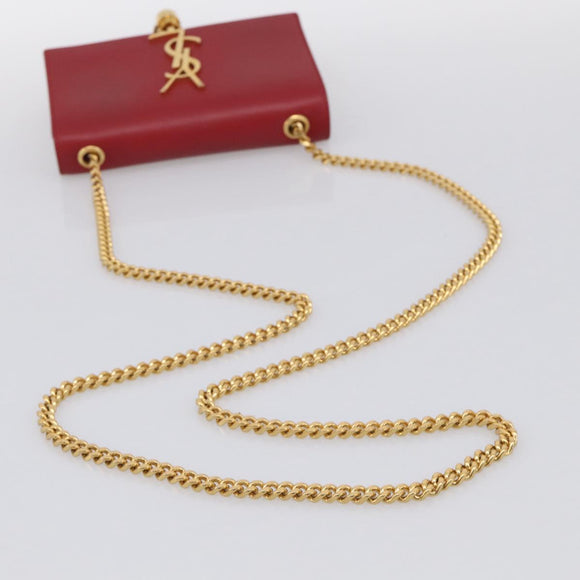 Saint Laurent Kate Chain Shoulder Bag Leather Red Gold Auth 214002M