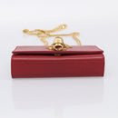 Saint Laurent Kate Chain Shoulder Bag Leather Red Gold Auth 214002M-9