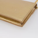 Saint Laurent Chain Shoulder Bag Leather Embossed Gold Auth 214003M-12