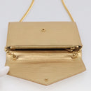 Saint Laurent Chain Shoulder Bag Leather Embossed Gold Auth 214003M-15