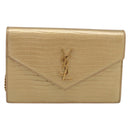 Saint Laurent Chain Shoulder Bag Leather Embossed Gold Auth 214003M-2
