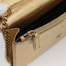 Saint Laurent Chain Shoulder Bag Leather Embossed Gold Auth 214003M-22