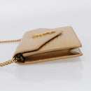 Saint Laurent Chain Shoulder Bag Leather Embossed Gold Auth 214003M-4