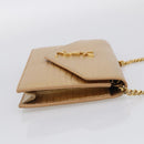Saint Laurent Chain Shoulder Bag Leather Embossed Gold Auth 214003M-5