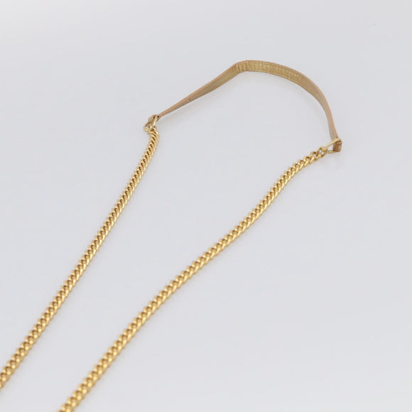 Saint Laurent Chain Shoulder Bag Leather Embossed Gold Auth 214003M