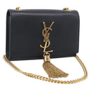 Saint Laurent Chain Kate Shoulder Bag Leather Black Gold Auth 214005M-1