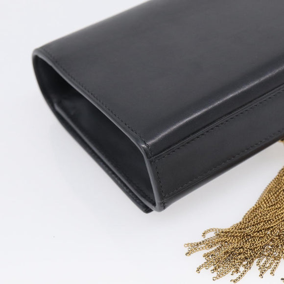 Saint Laurent Chain Kate Shoulder Bag Leather Black Gold Auth 214005M