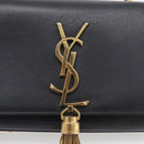 Saint Laurent Chain Kate Shoulder Bag Leather Black Gold Auth 214005M-15