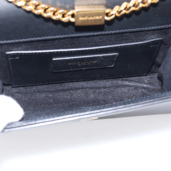 Saint Laurent Chain Kate Shoulder Bag Leather Black Gold Auth 214005M