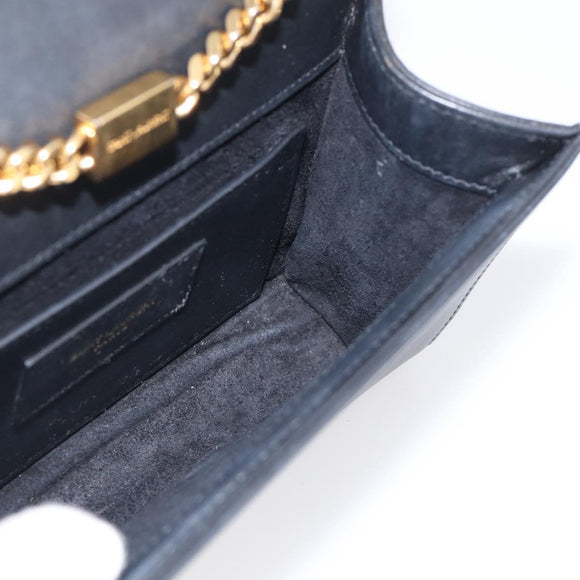 Saint Laurent Chain Kate Shoulder Bag Leather Black Gold Auth 214005M