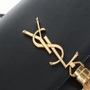 Saint Laurent Kate Chain Shoulder Bag Leather Black Gold Auth 214006M-14