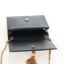 Saint Laurent Kate Chain Shoulder Bag Leather Black Gold Auth 214006M-17