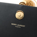 Saint Laurent Kate Chain Shoulder Bag Leather Black Gold Auth 214006M-18