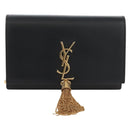 Saint Laurent Kate Chain Shoulder Bag Leather Black Gold Auth 214006M-2